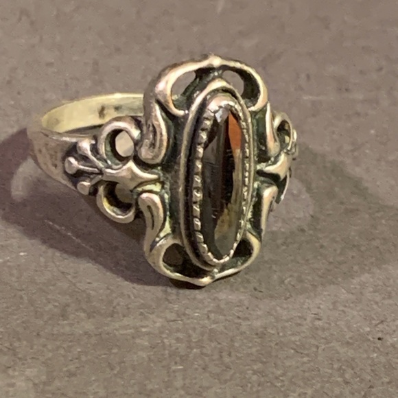 Silver and Black Zirconia Fancy Cocktail Ring - Picture 1 of 5